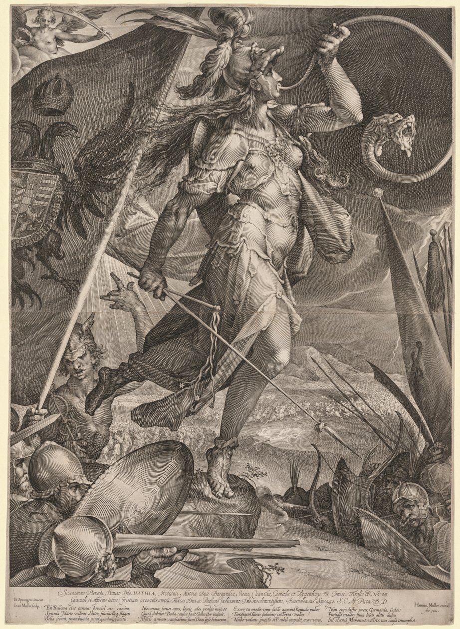 Bellona i spidsen for kejserens hære mod tyrkerne, 1600. af Jan Muller