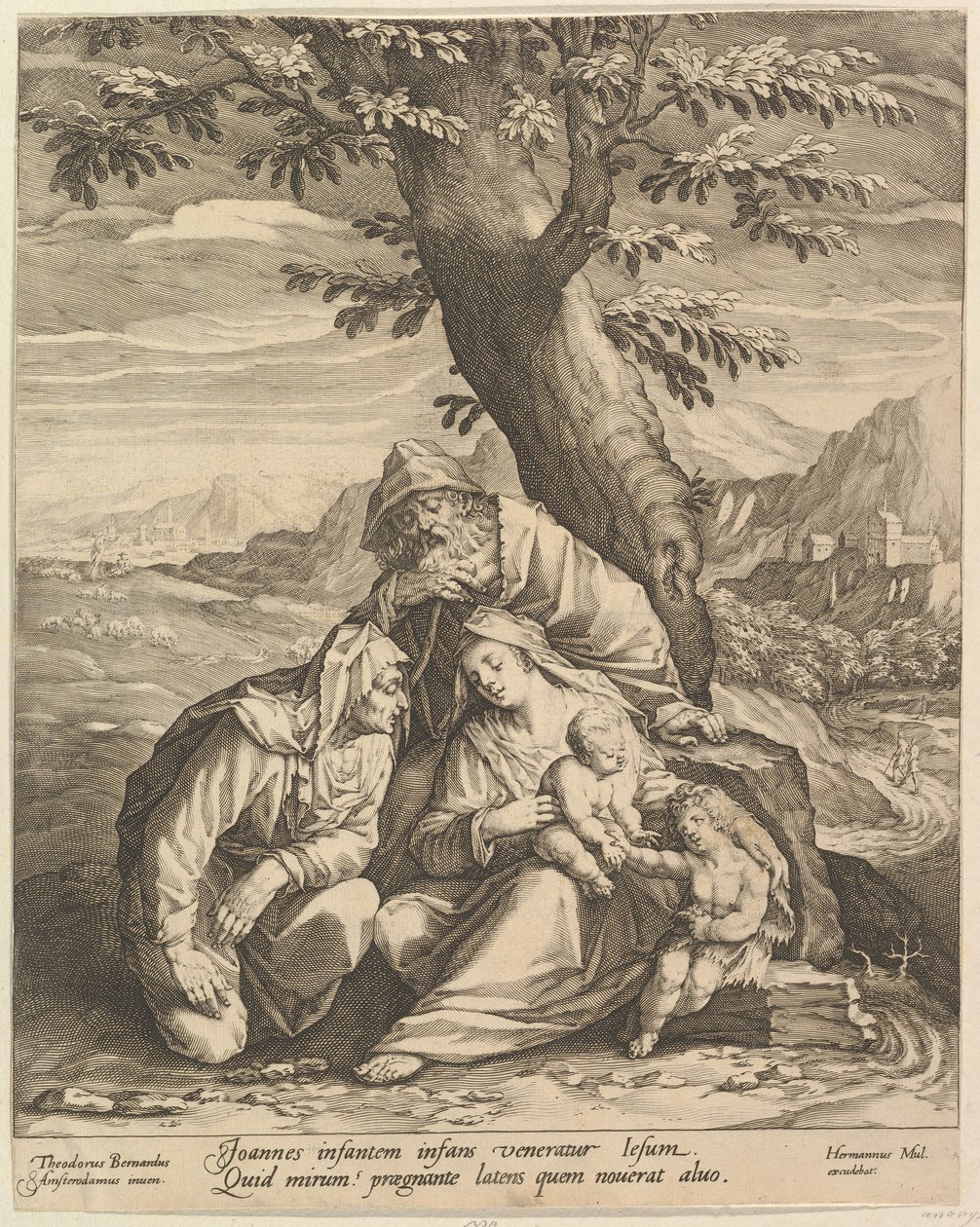 Hellig familie med St. Elizabeth og St. Johannes Døberen, 1588. af Jan Muller