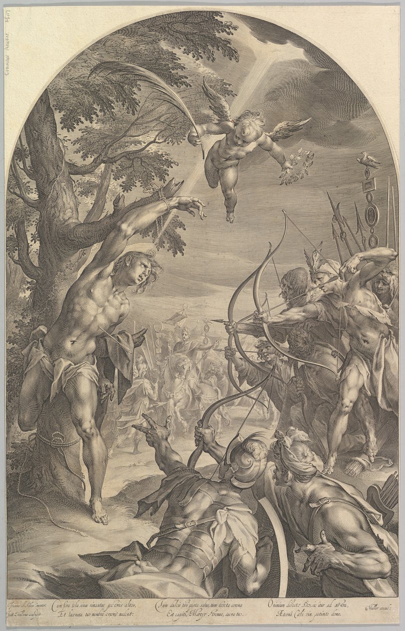 Sankt Sebastians martyrium, ca. 1600. af Jan Muller