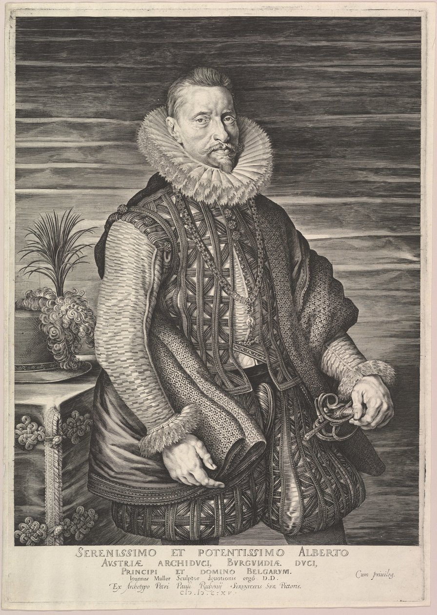 Portræt af Albert, ærkehertug af Østrig, suveræn i det sydlige Nederland, 1615. af Jan Muller