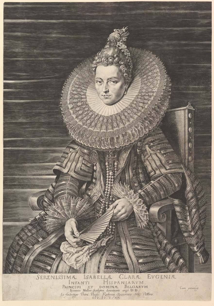 Portræt af Isabella Clara Eugenia, guvernante i det sydlige Nederland, 1615. af Jan Muller