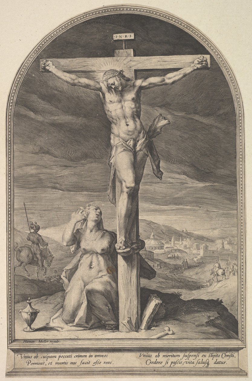 St. Maria Magdalena ved foden af korset, ca. 1612. af Jan Muller