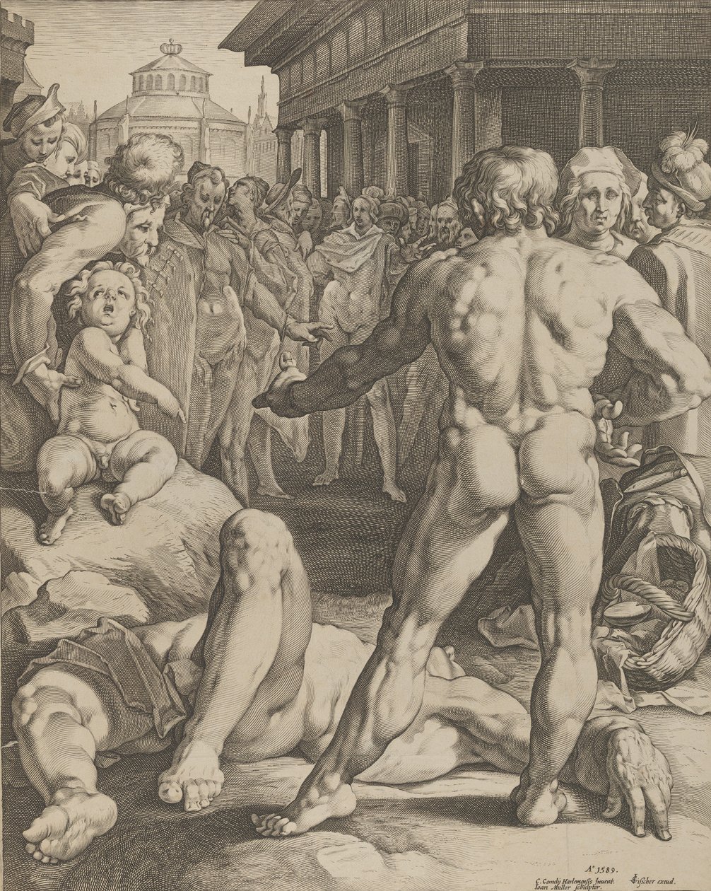 Kampen mellem Ulysses og Irus, ca. 1590 af Jan Muller