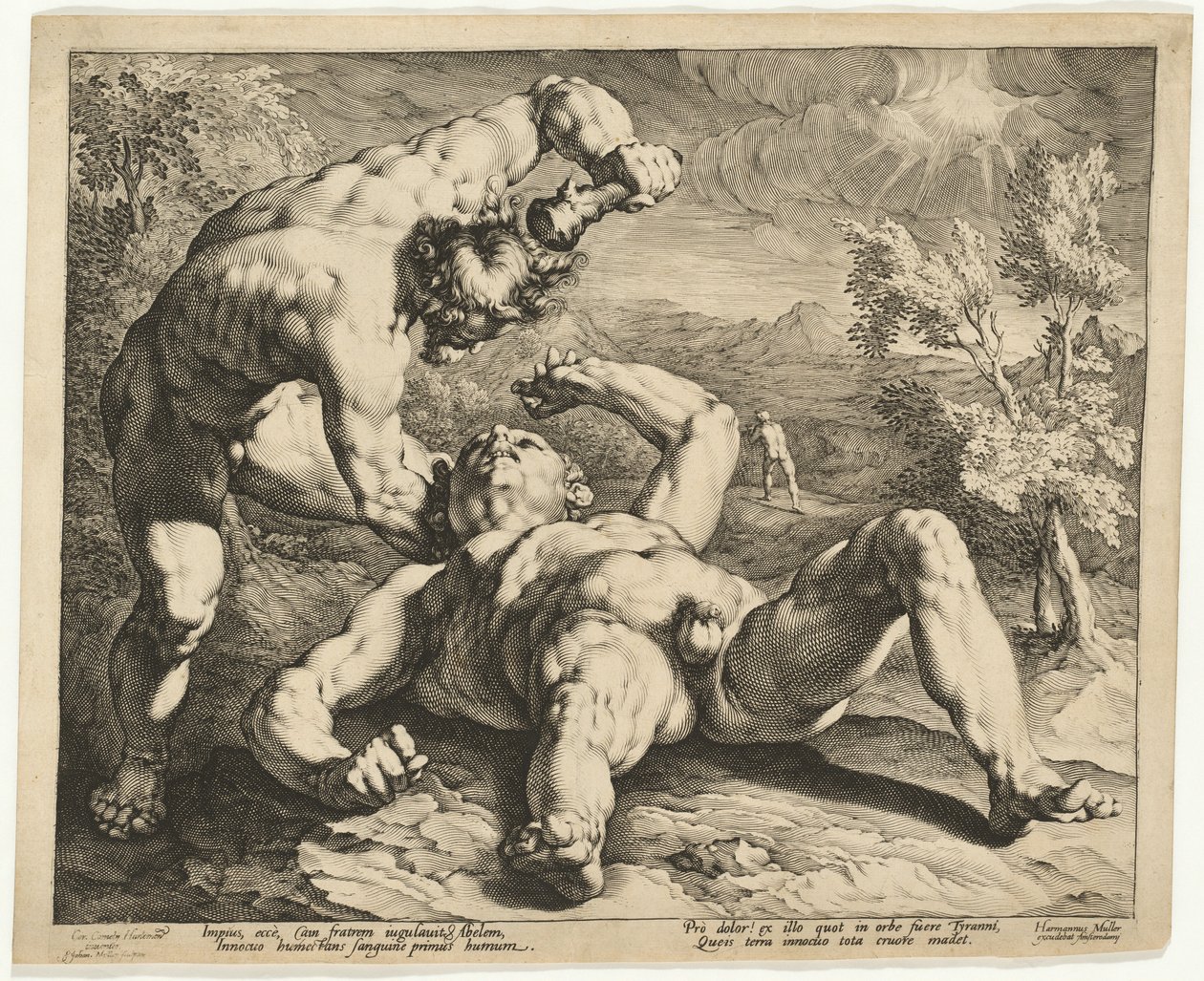 Kain dræber Abel af Jan Muller, after Cornelis Cornelisz van Haarlem