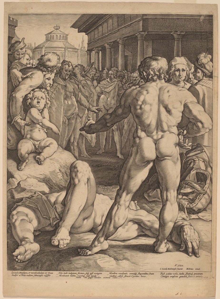 Kampen mellem Ulysses og Irus af Jan Muller, after Cornelis Cornelisz van Haarlem