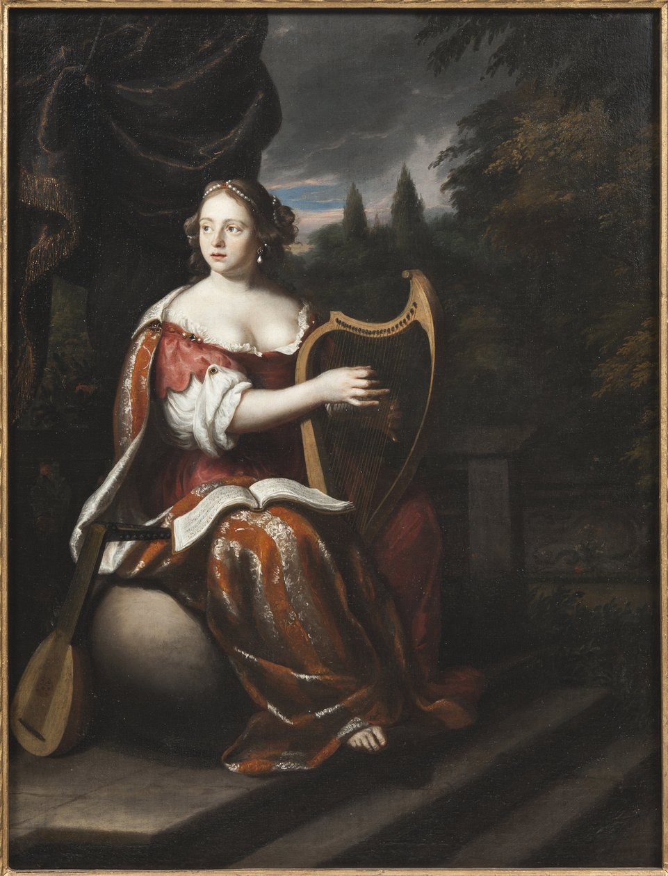 Femme jouant de la harpe - Lady Playing the Harp, af Mijtens (Meytens), Martin van, den ældre (1648-1736). Olie på lærred. Mål: 78x60 cm. Nationalmuseum Stockholm af Jan Mytens or Mijtens