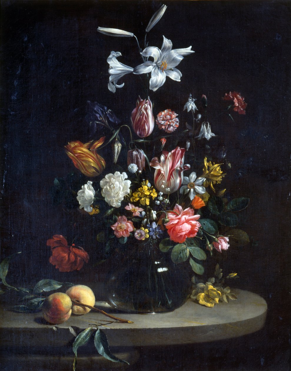 Stilleben: Buket blomster, i en glasvase af Jan Olis