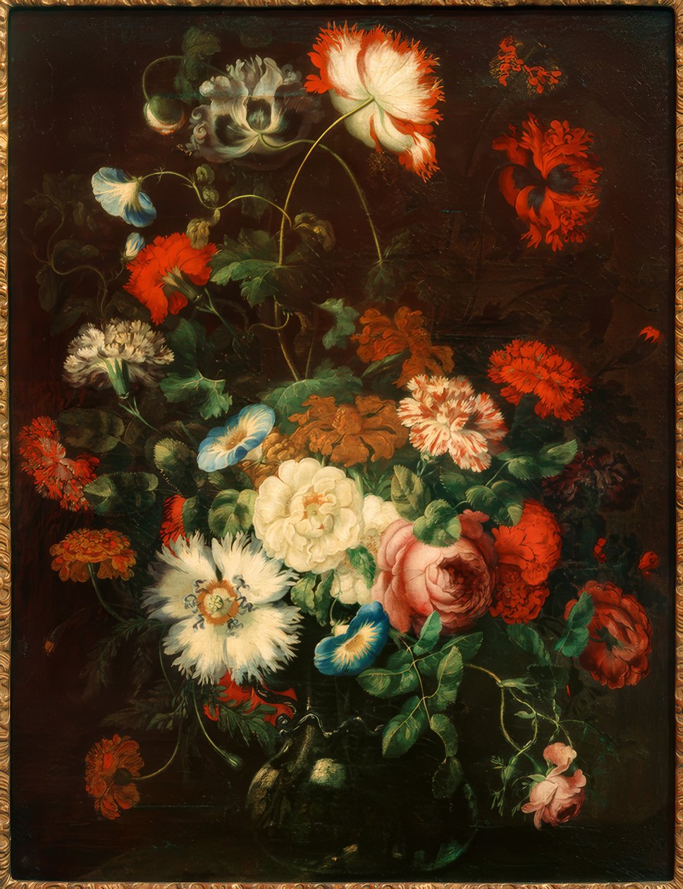 Blomsterstilleben i en glasvase af Jan Peeter Brueghel