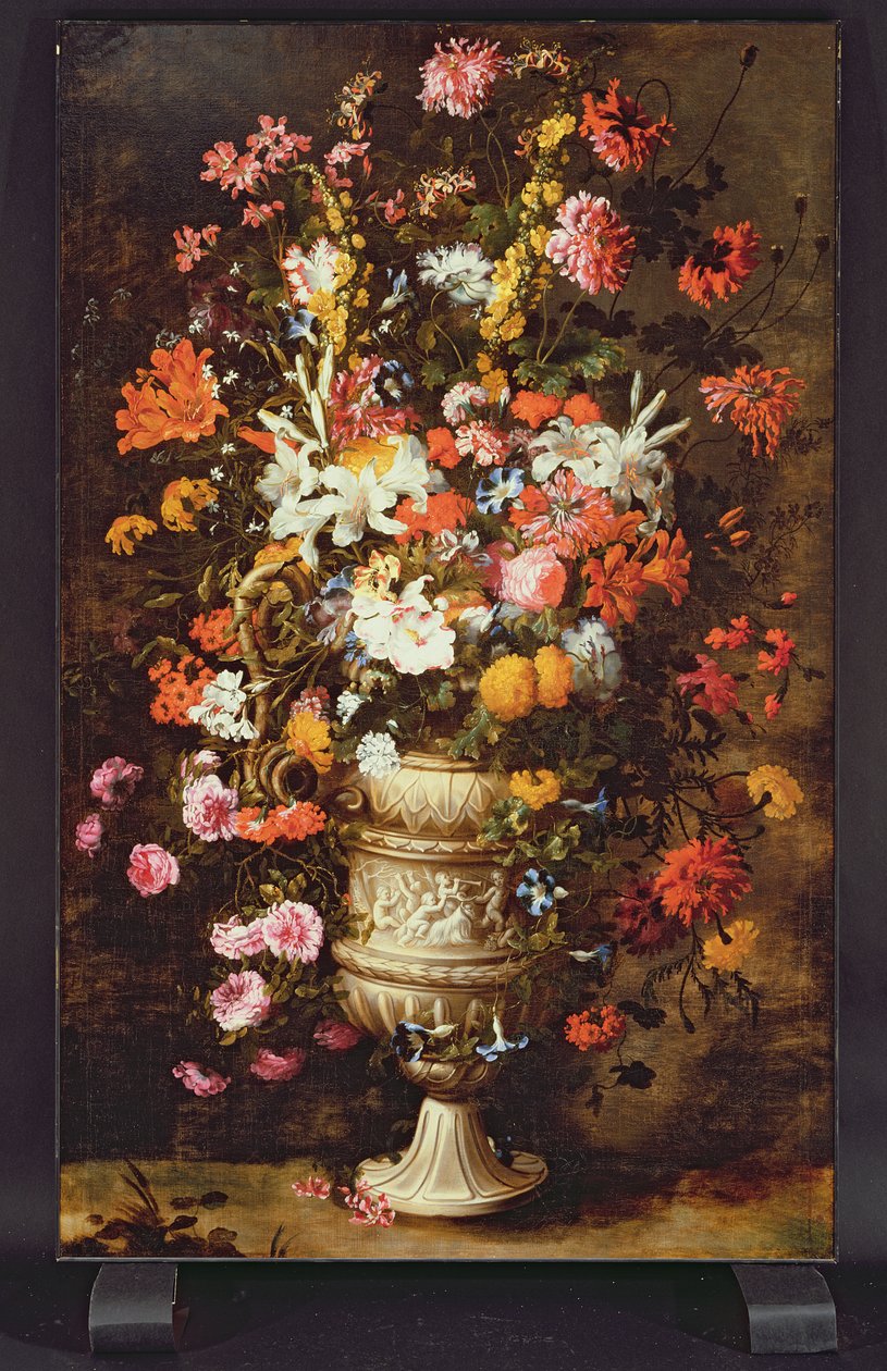 Blomster i en figureret vase (olie på lærred) af Jan Peeter Brueghel