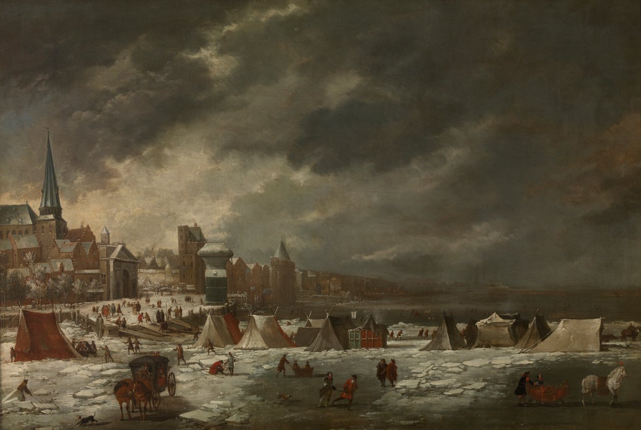 Den frosne Schelde i Antwerpen af Jan Peeters