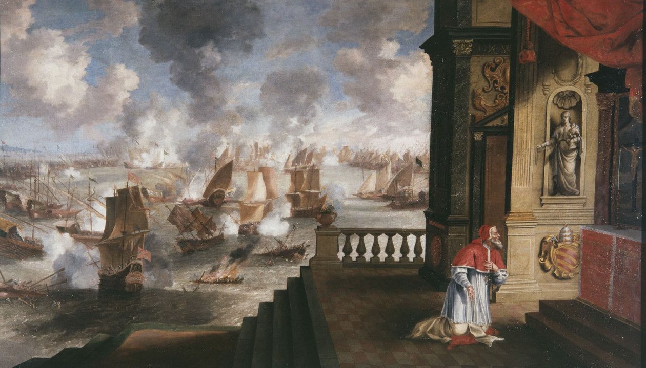 Hollandsk: de slag van Lepanto in 1571 Slaget ved Lepanto i 1571 af Jan Peeters the Elder