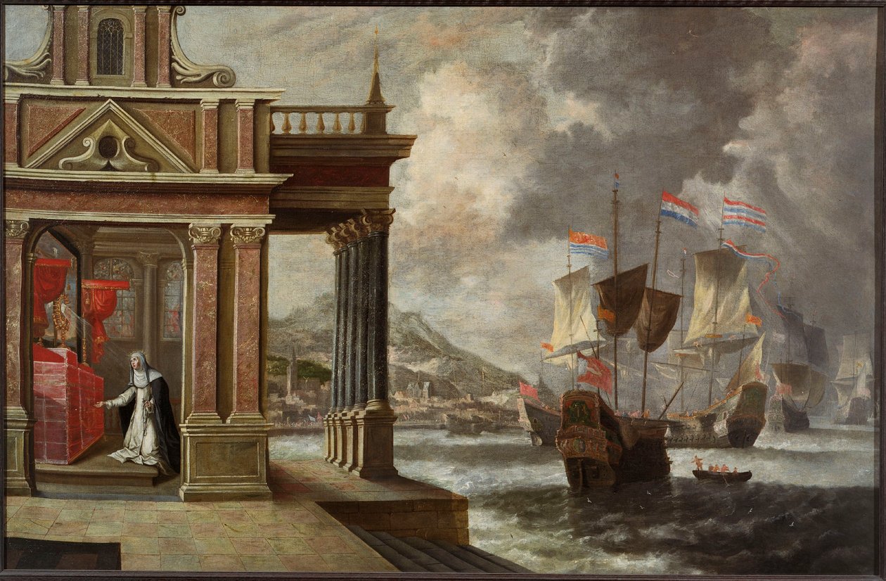 Slaget ved Lepanto: Saint Catherine of Ricci og indskibningen, 1671. af Jan Peeters the Elder