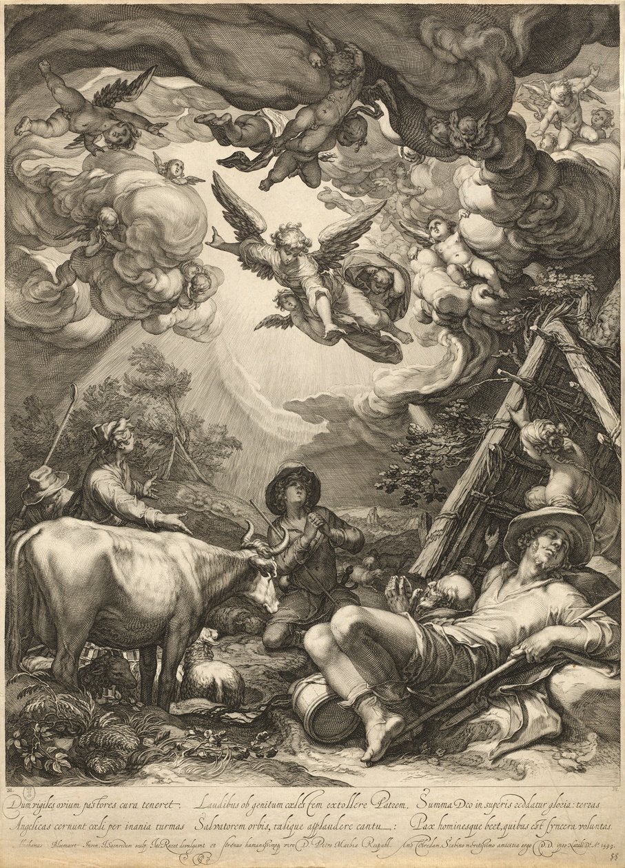 Bebudelse til hyrderne af Jan Pietersz Saenredam, after Abraham Bloemaert