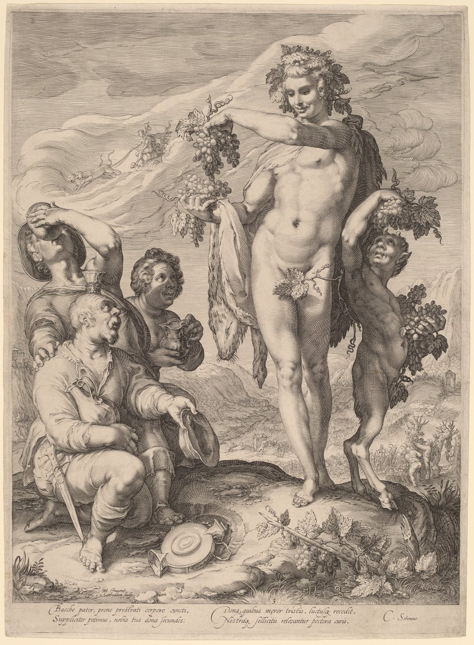 Bacchus-kulten af Jan Pietersz Saenredam, after Hendrik Goltzius