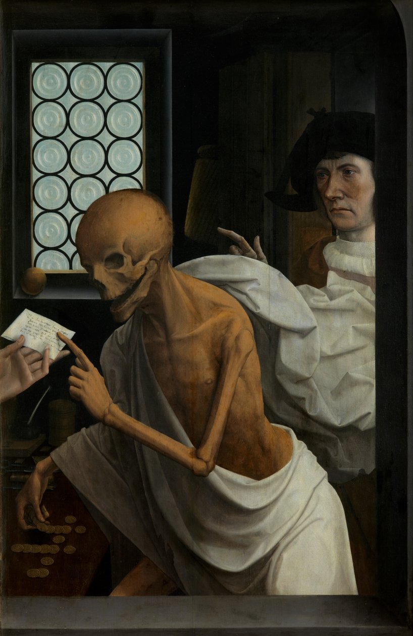 Detalje af Death and the Miser, ca. 1515-21 (olie på panel) af Jan Provoost
