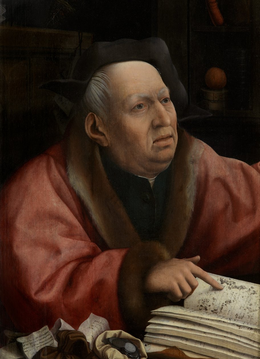 Detalje af Death and the Miser, ca. 1515-21 (olie på panel) af Jan Provoost