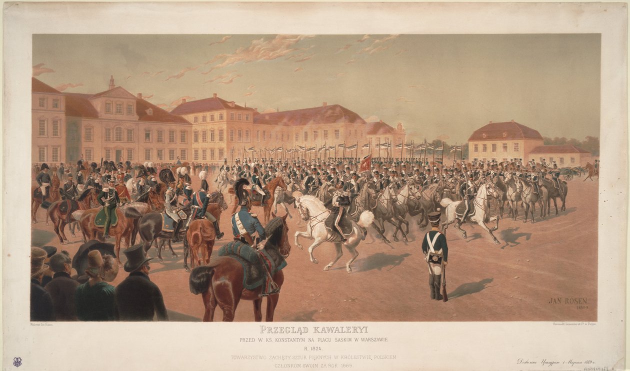 Storhertug Konstantin Pavlovich af Rusland ved Cavalry Review på Saxon Square i Warszawa, 1824 af Jan Rosen