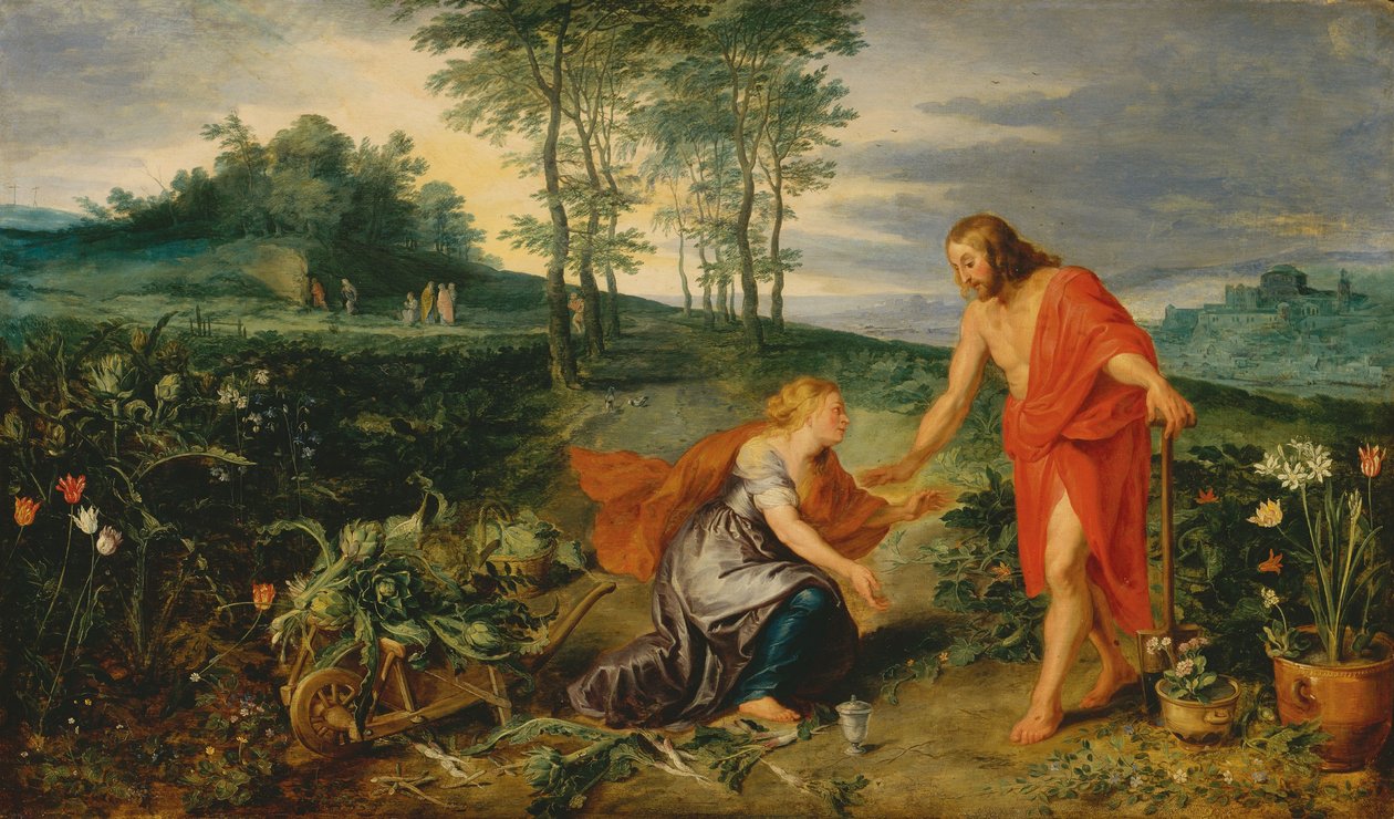 Kristus viser sig for Maria Magdalene påskemorgen (Noli me tangere), ca. 1626 (olie på træ) af Jan & Rubens P.P. (1577 1640) Brueghel