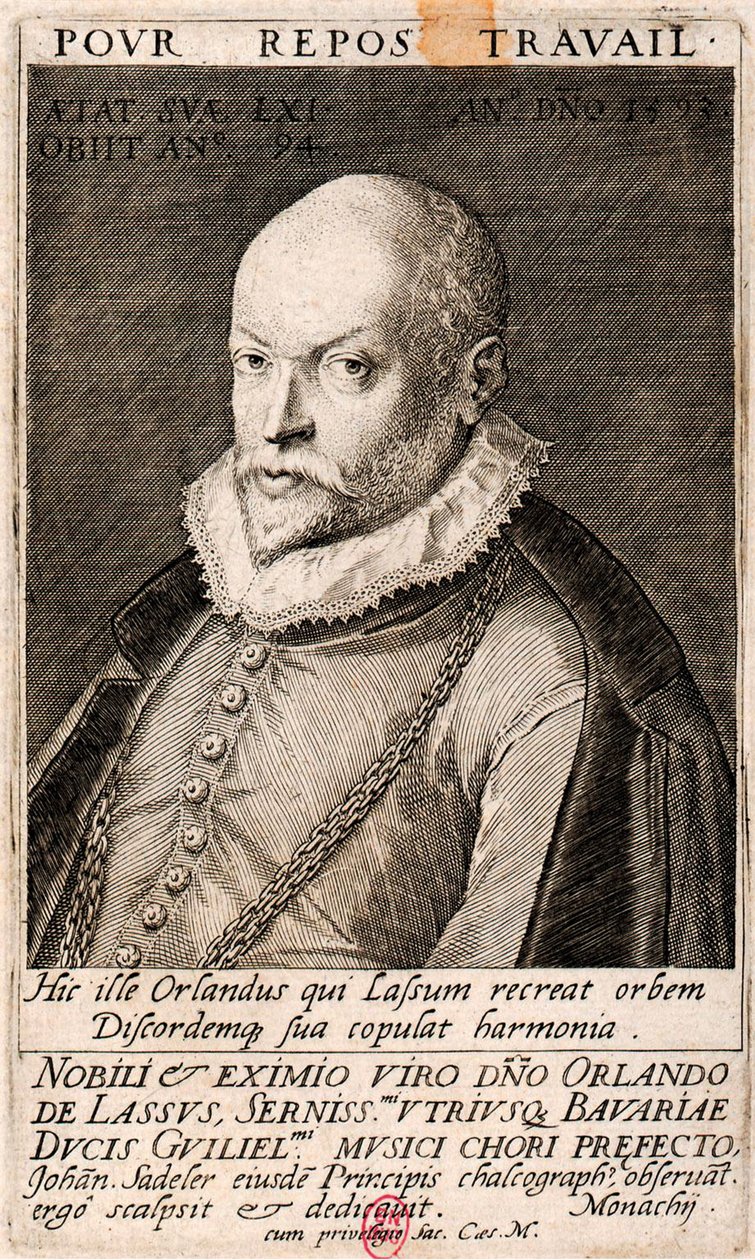 Portræt af komponisten Orlando di Lasso 1532-1594, 1593. af Jan Sadeler