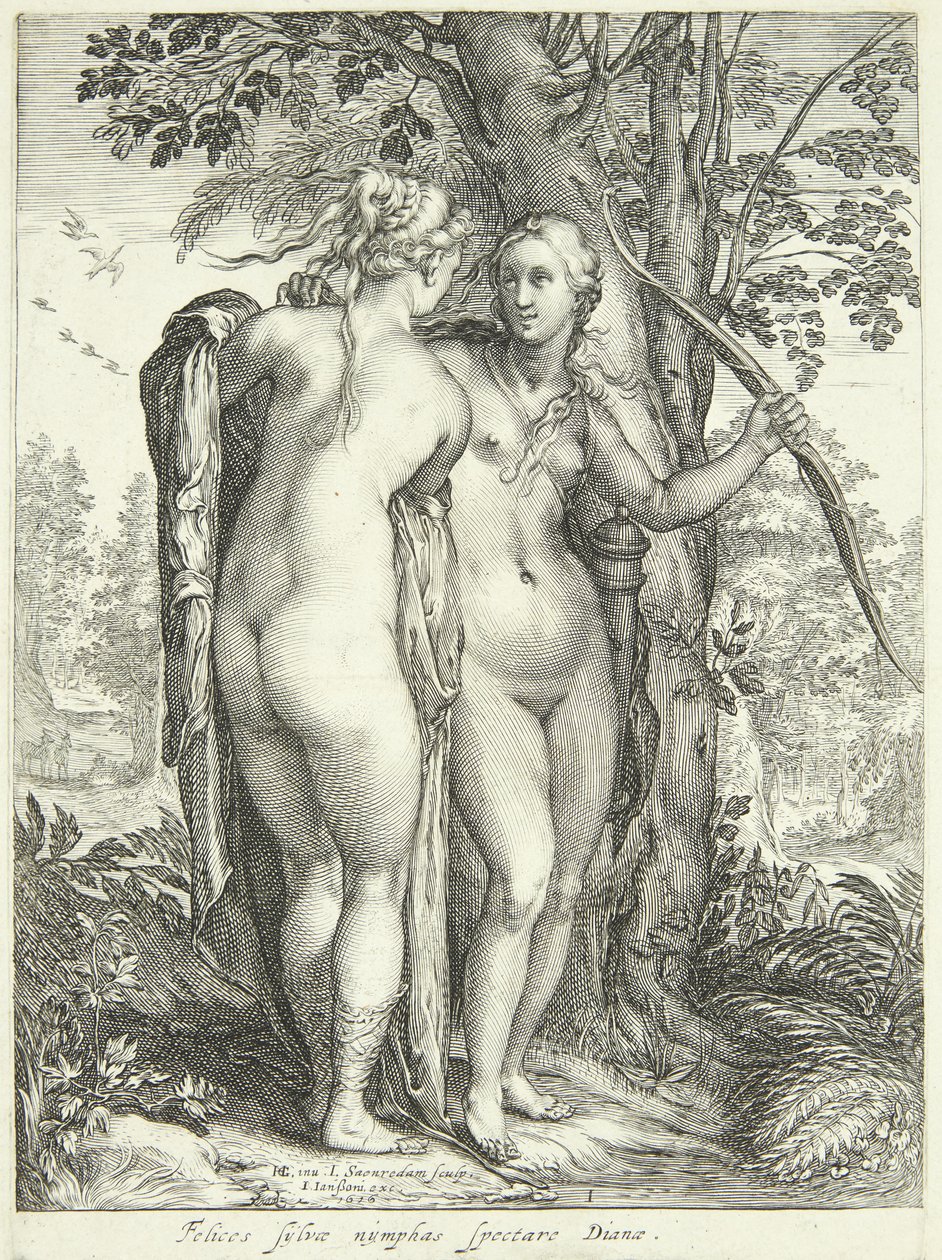 Diana og en nymfe ved et træ af Jan Saenredam