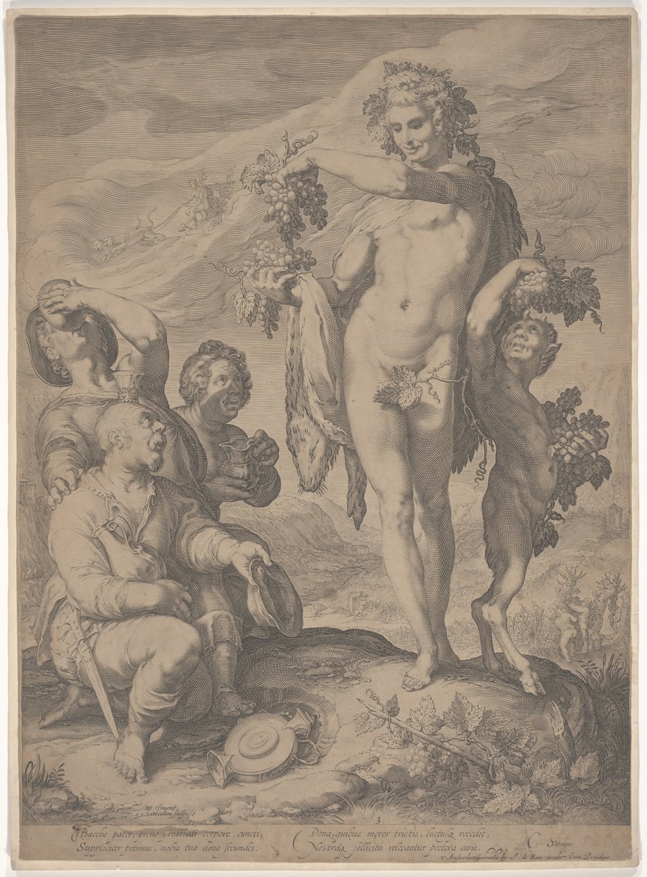 Drikkere, der beder Bacchus om Fortsættelse af hans Gaver af Jan Saenredam