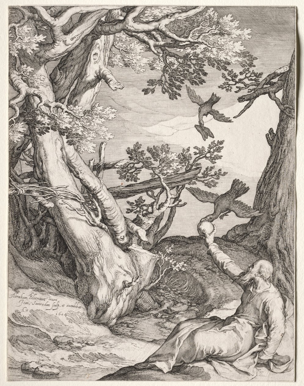 Elias i ørkenen fodret af ravne, 1604. af Jan Saenredam