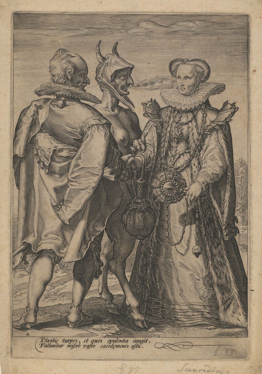 Ægteskab for rigdom forrettet af Djævelen, ca. 1600 af Jan Saenredam