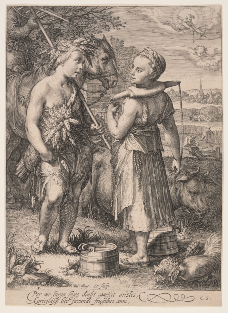 Summer (Boy with Sheaf of Wheat and Girl Wearing a Yoke), fra De fire årstider af Jan Saenredam