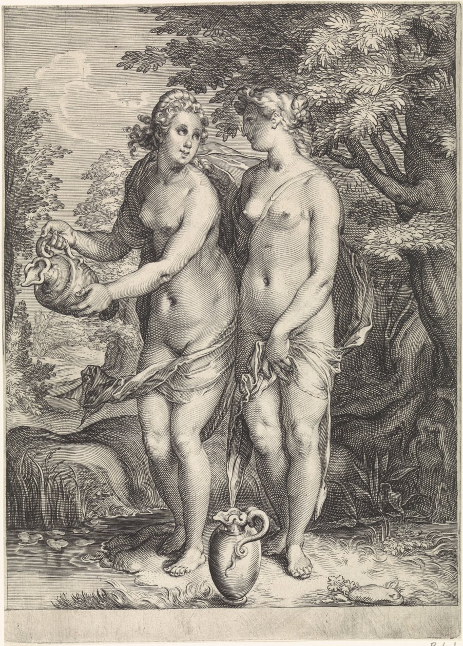 To af Dianas nymfer ved en strøm Diana og hendes nymfer (serietitel) af Jan Saenredam