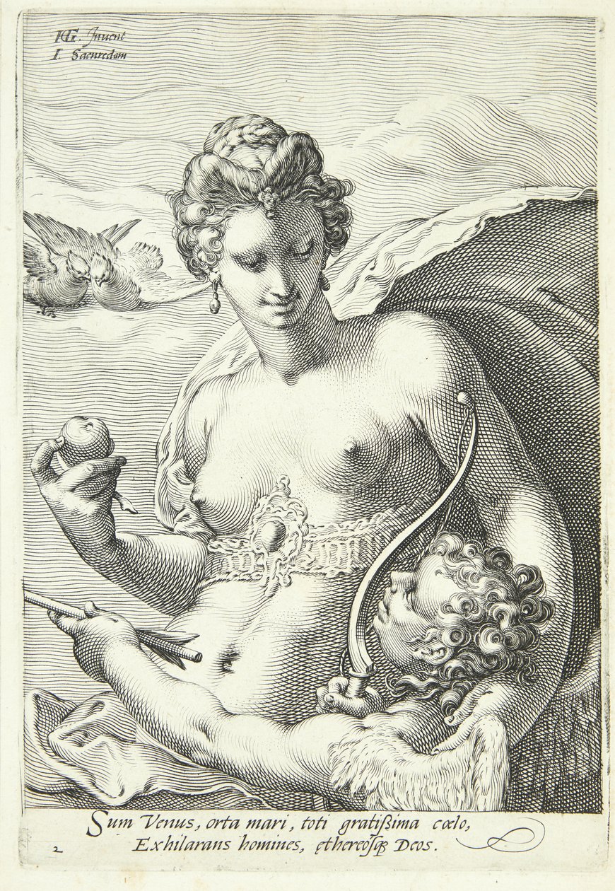 Venus og Amor af Jan Saenredam
