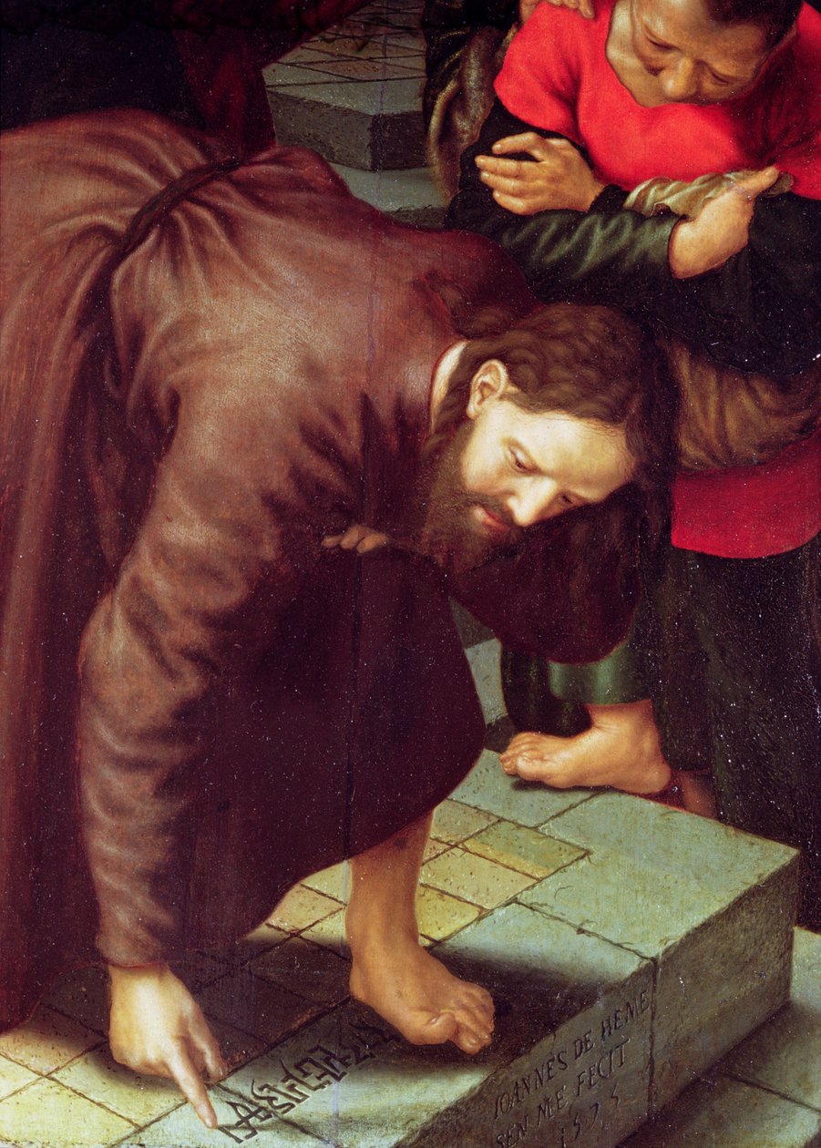 Kristus og kvinden taget i utroskab (detalje af 231478) af Jan Sanders van Hemessen