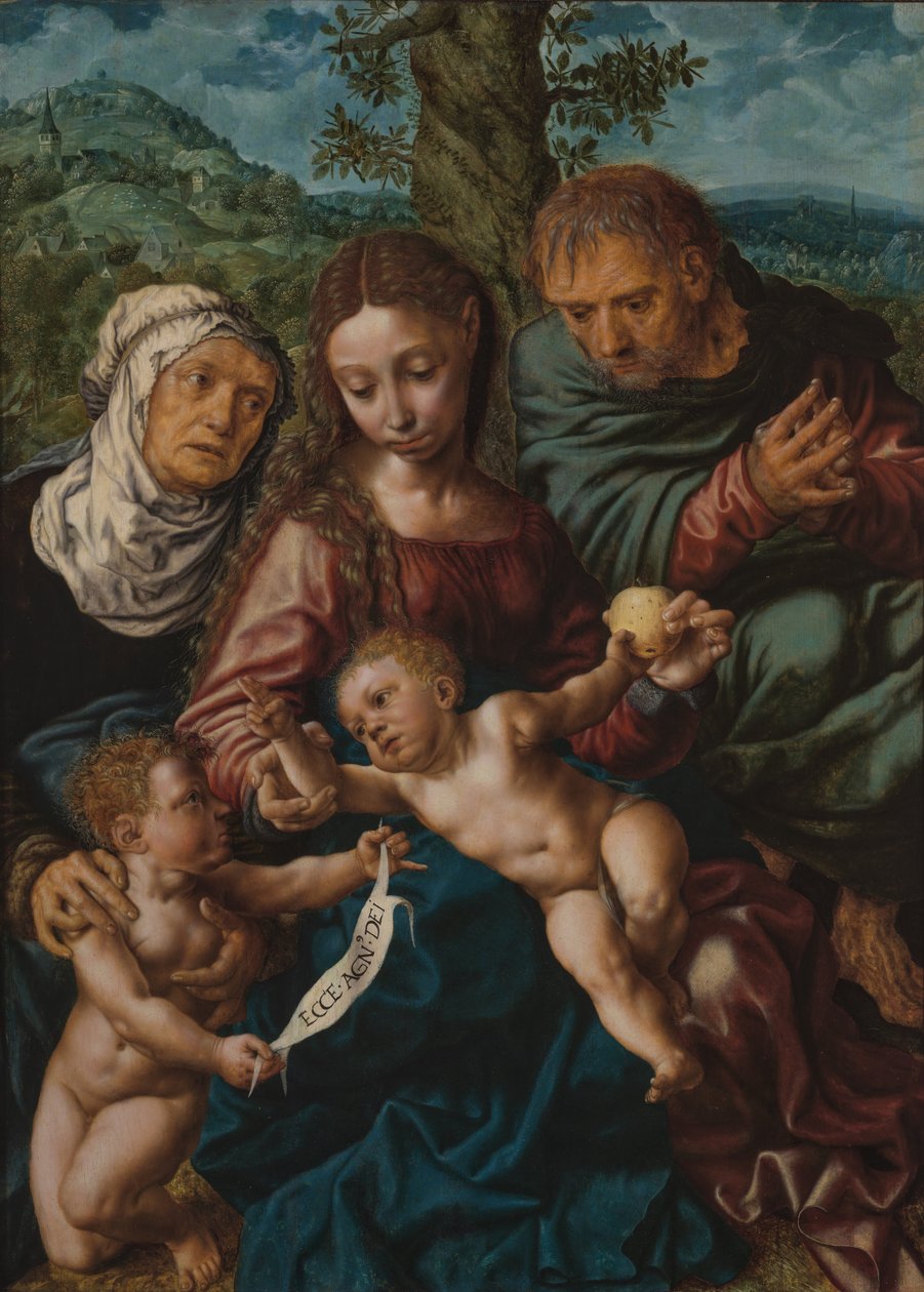 Den hellige familie med Johannes Døberen og Sankt Elisabeth af Jan Sanders van Hemessen