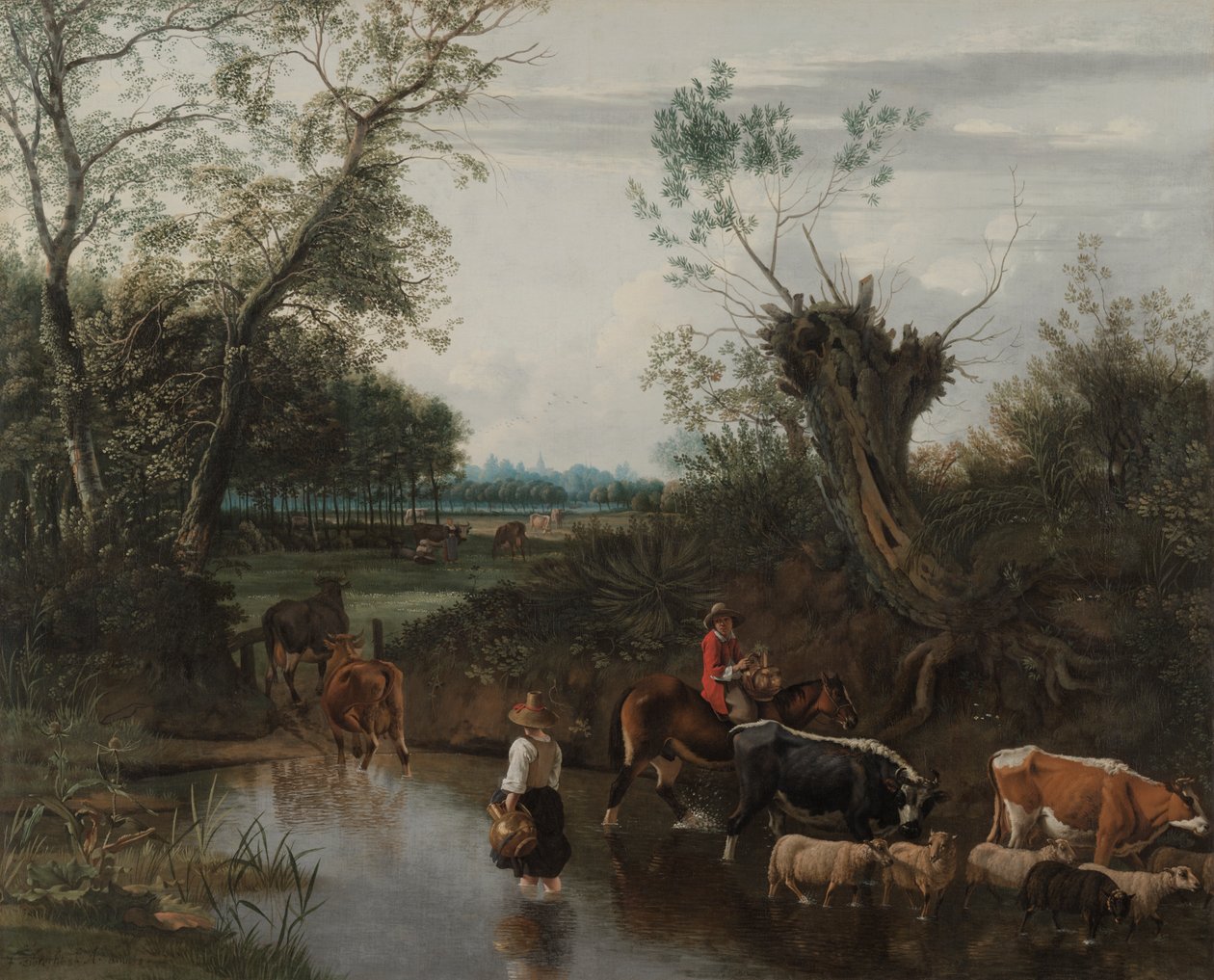 Bønder krydser et vandløb, ca. 1670 (olie på lærred) af Jan Siberechts