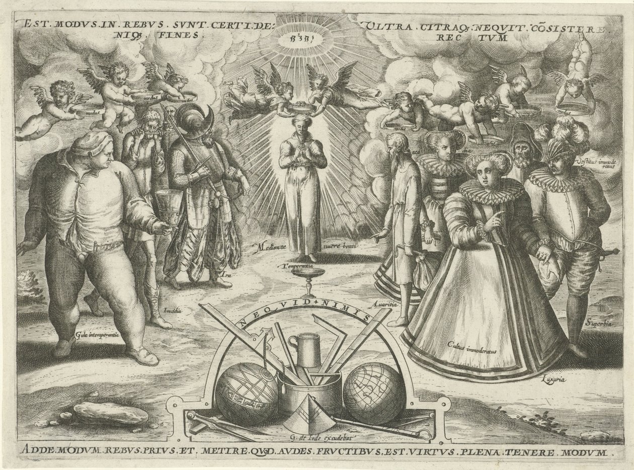 Afholdenhed med synder personificeret Est modus.in.rebus. sunt. certi.de: (...) (titel på objekt) af Jan Snellinck (I) (attributed to)