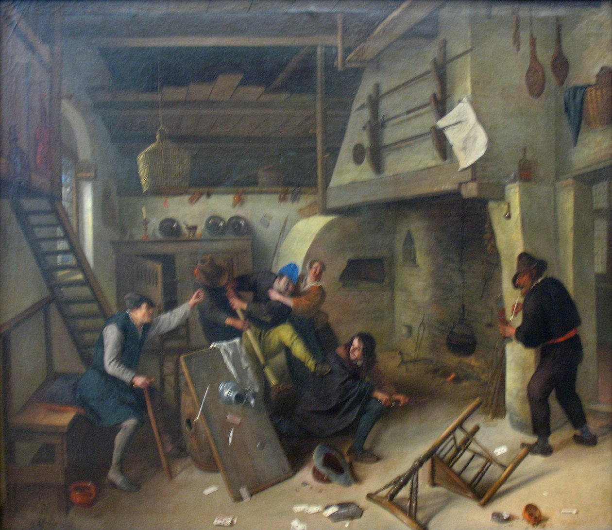 Et slagsmål mellem kortspillere på en kro af Jan Steen