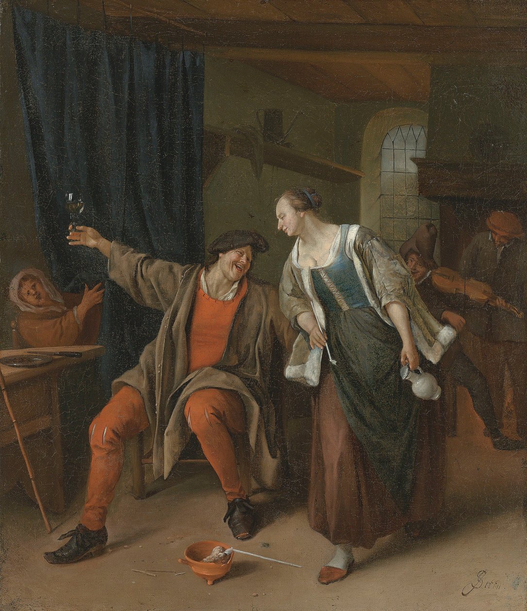 Et bondepar hygger sig på en kro af Jan Steen