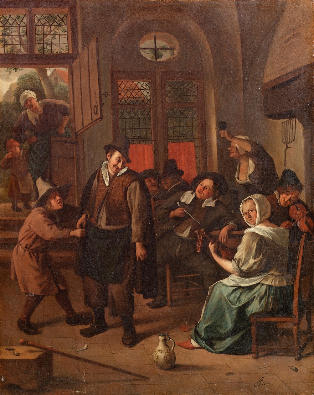 Hollandsk: Muntert selskab i et interiør En værtshusscene af Jan Steen