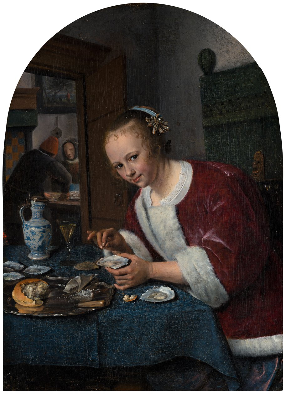 Pige, der spiser østers af Jan Steen
