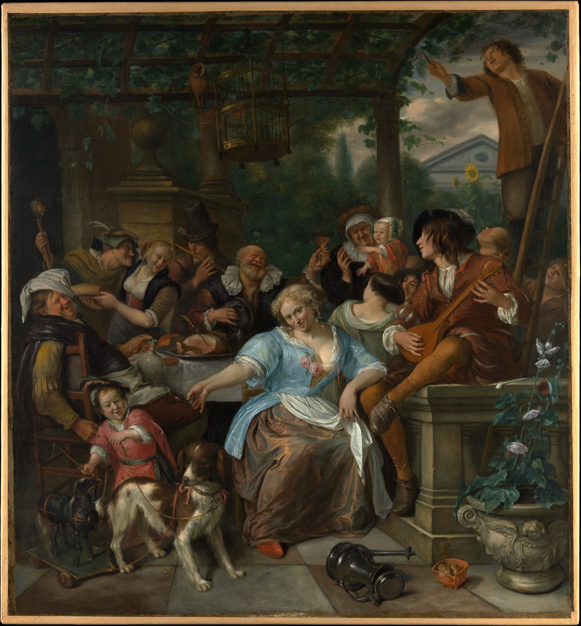 Muntert selskab på en terrasse af Jan Steen