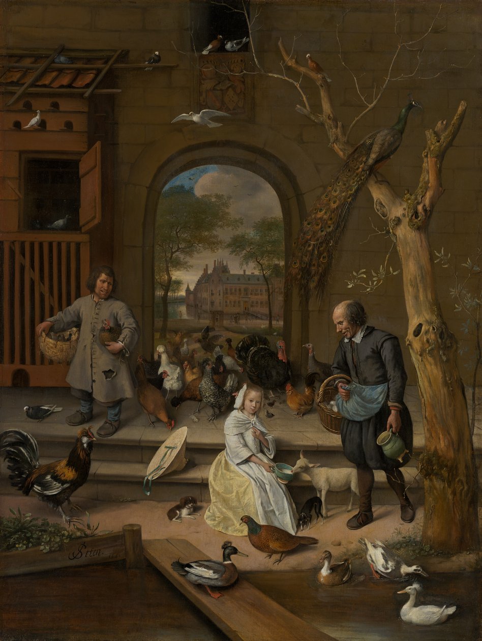 Portræt af Bernardina Margriet van Raesfelt, også kendt som „Hønsegården“ af Jan Steen