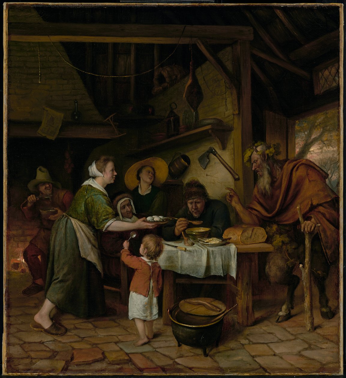 Satyr og bondefamilien af Jan Steen