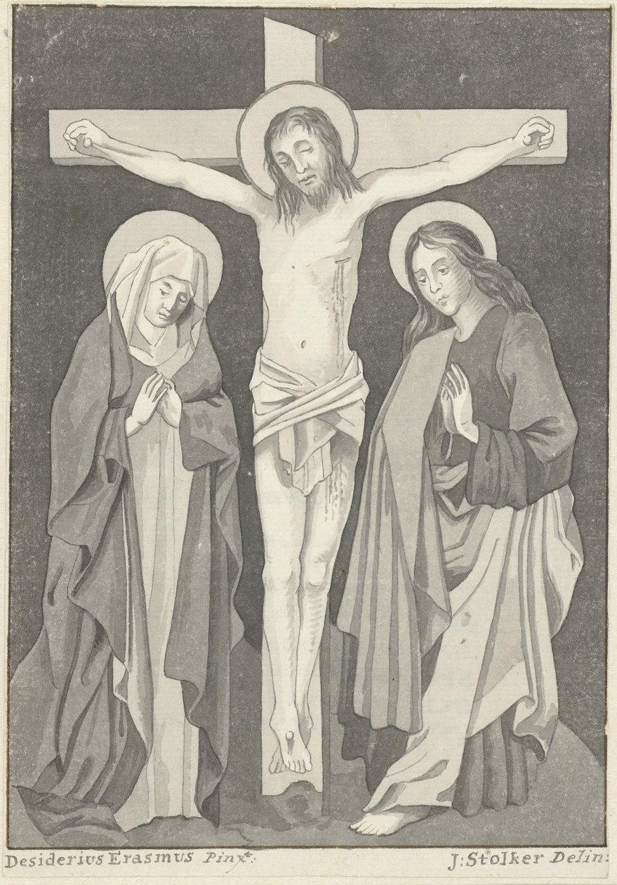 Kristus på korset med Maria og Johannes af Jan Stolker (signed by artist)