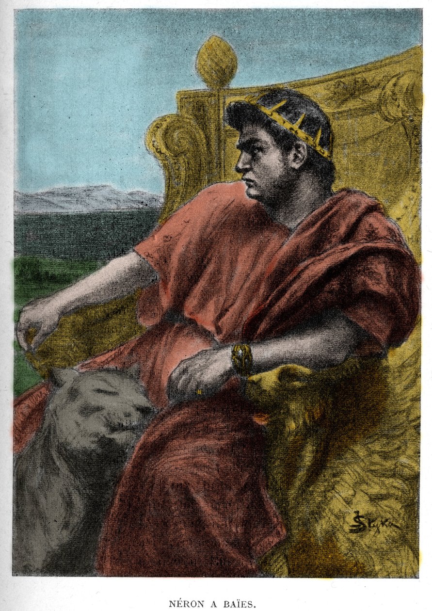 Neron a Baises (Nerone) illustration af JAN STYKA (1858-1925) til romanen "Quo Vadis" af Henryk Sienkiewicz. af Jan Styka