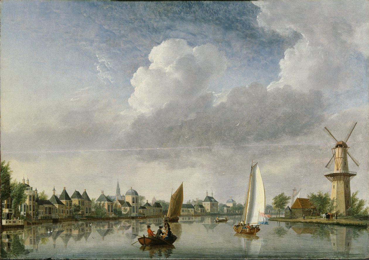Spaarne-floden ved Haarlem, 1750. af Jan Ten Compe