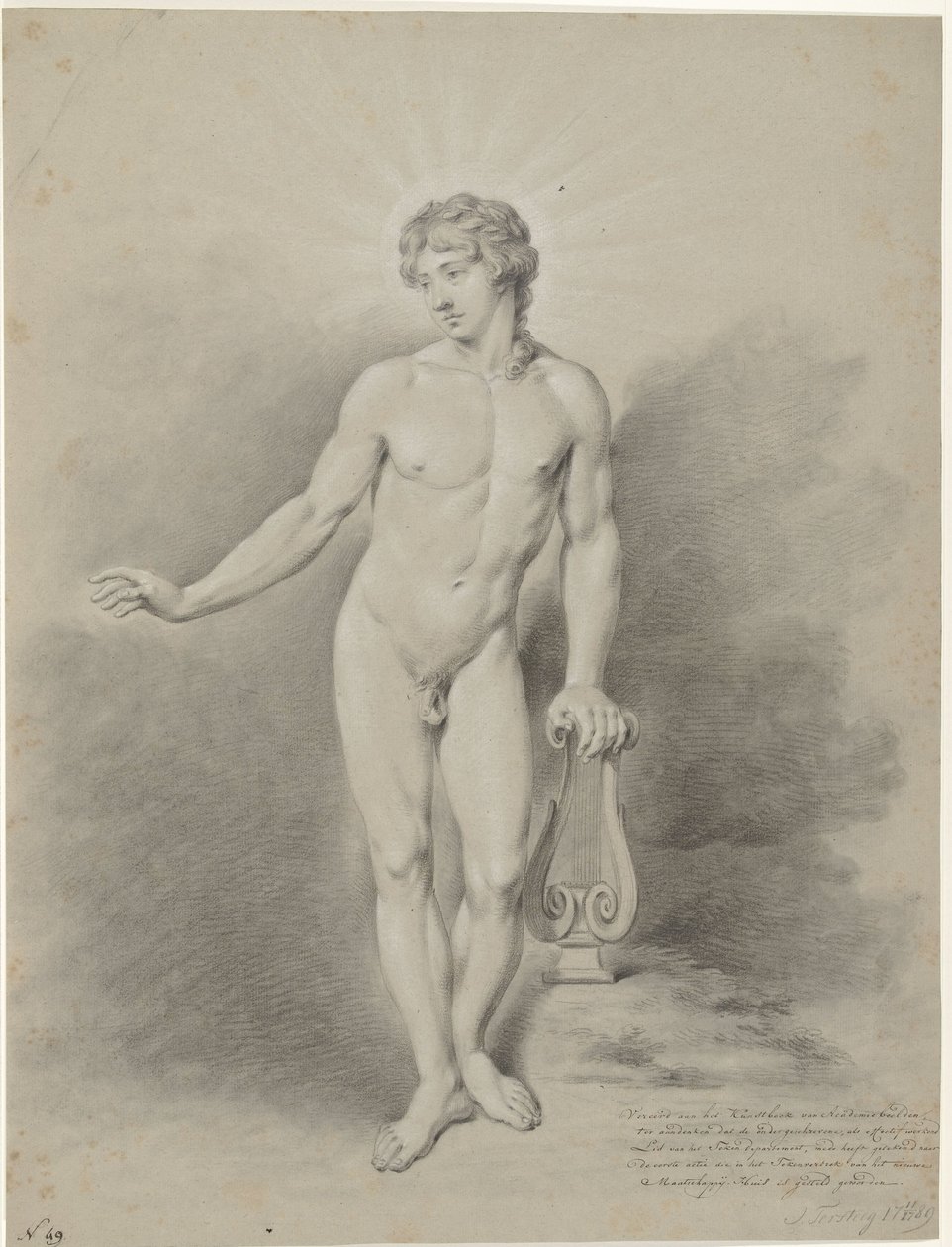 Stående mandlig nøgen med lyre, som Apollo af Jan Tersteeg