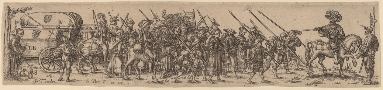 Bagagetoget med Sergent-Majoren af Jan Theodor de Bry after Barthel Beham