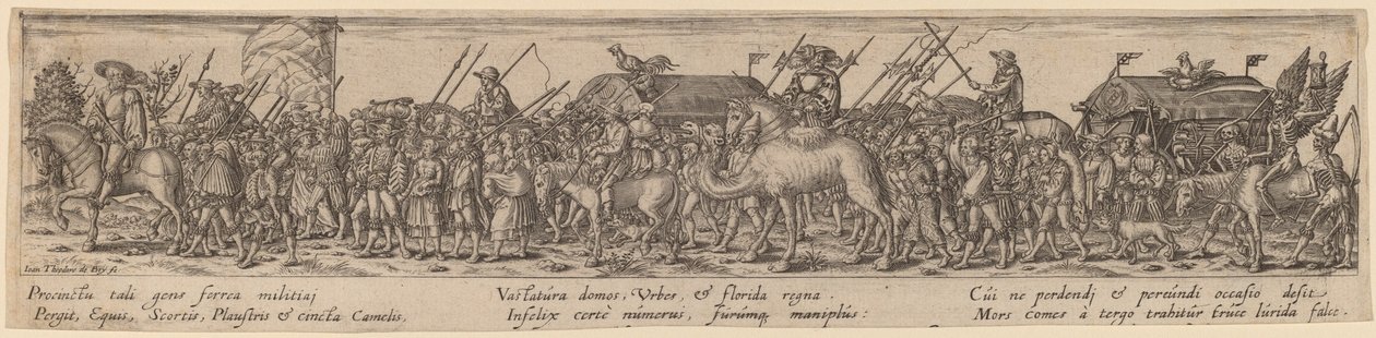 Hærens tog og død af Jan Theodor de Bry after Erhard Schön