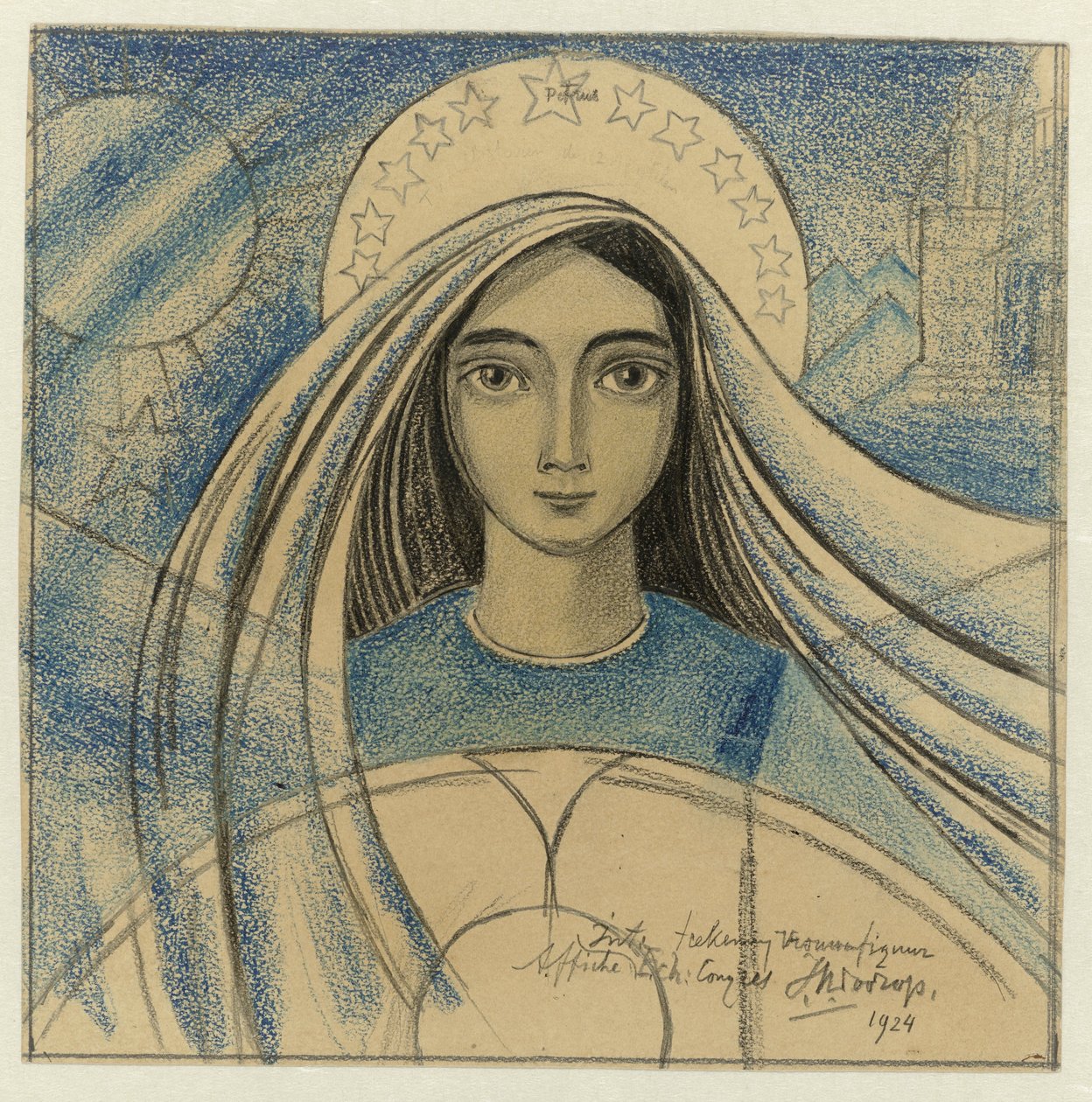 Design til en plakat til den internationale eukaristiske kongres i Amsterdam, 22.-27. juli 1924 af Jan Toorop
