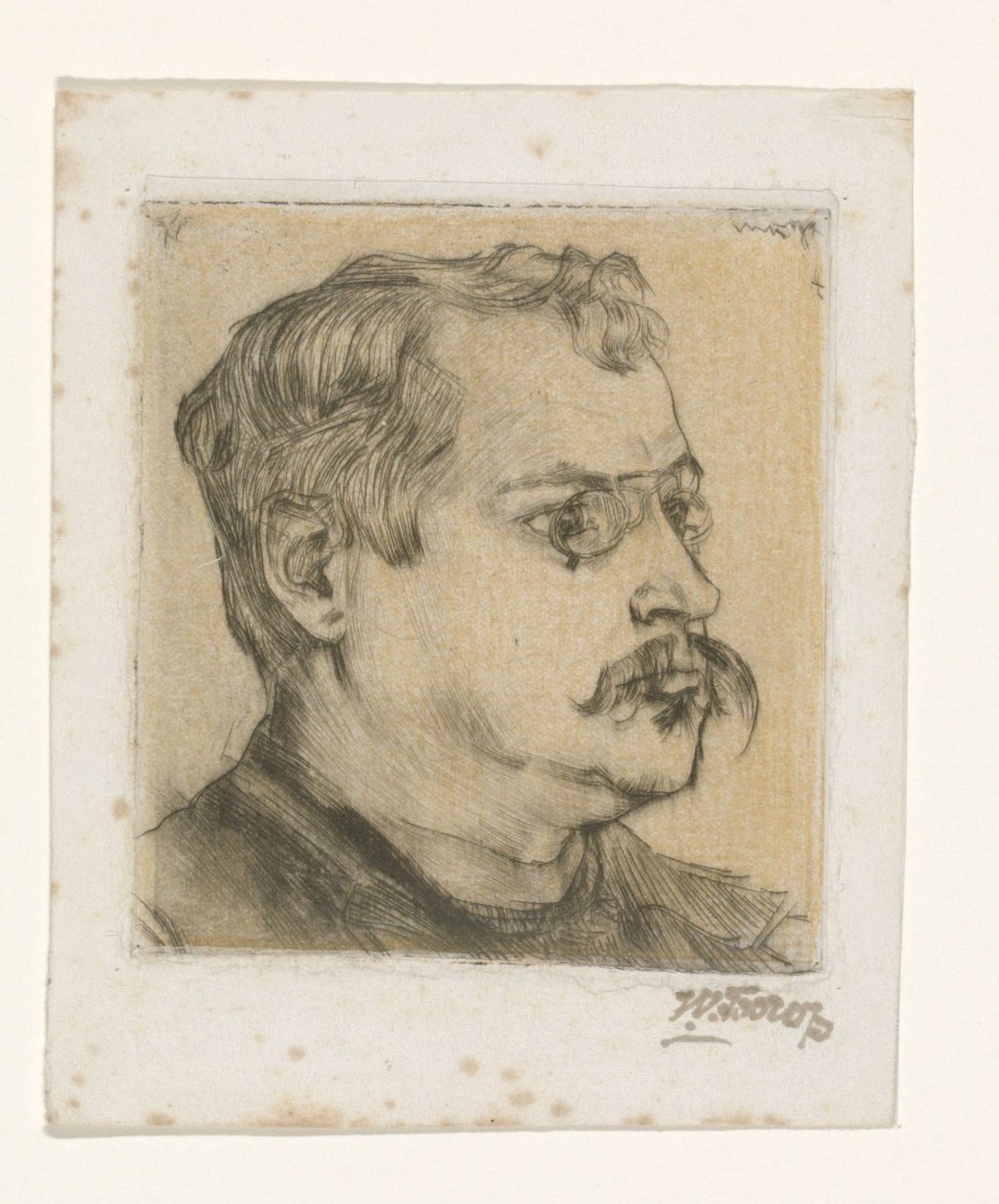 Portræt af Hugo Vogel af Jan Toorop (signed by artist)