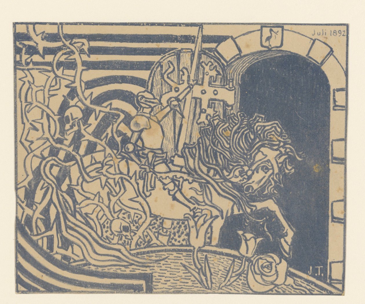 Katalogomslag med ridder til hest af Jan Toorop